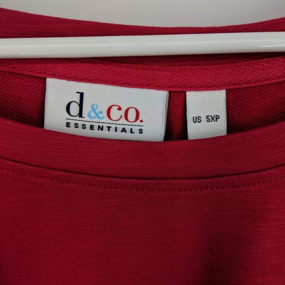 Denim & Co. Active Petite French Terry 3/4-Sleeve Tunic Shirt Top 5XL Rose Red - Picture 4 of 6